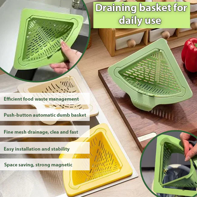 KUBOZN® TwistClean Magnetic Corner Drain Basket
