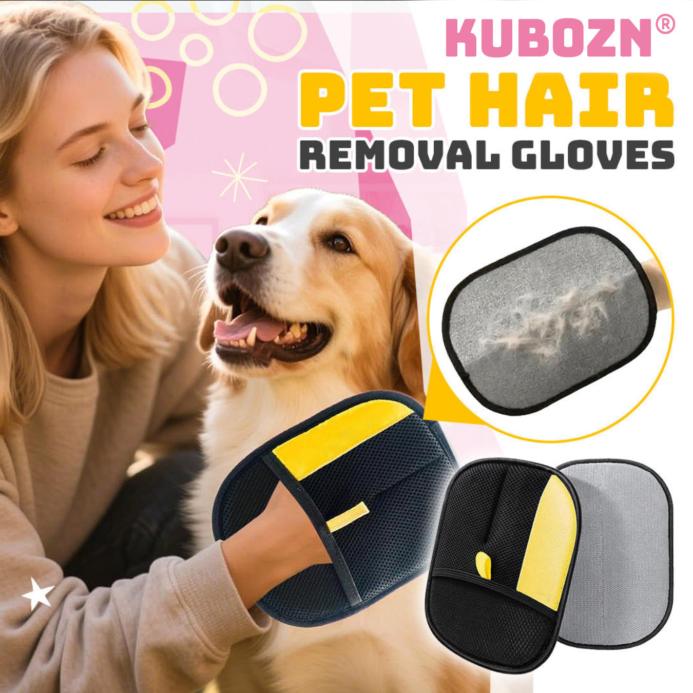 KUBOZN® Pet Hair Remover Electrostatic Gloves