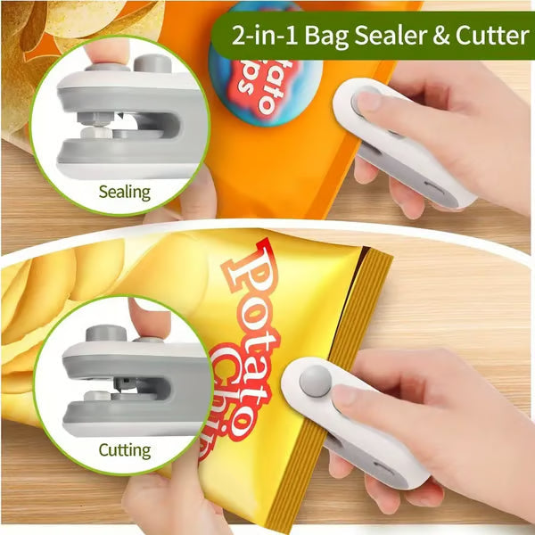 KUBOZN®  2-in-1 Mini Bag Sealer & Cutter | USB Rechargeable Heat Sealer