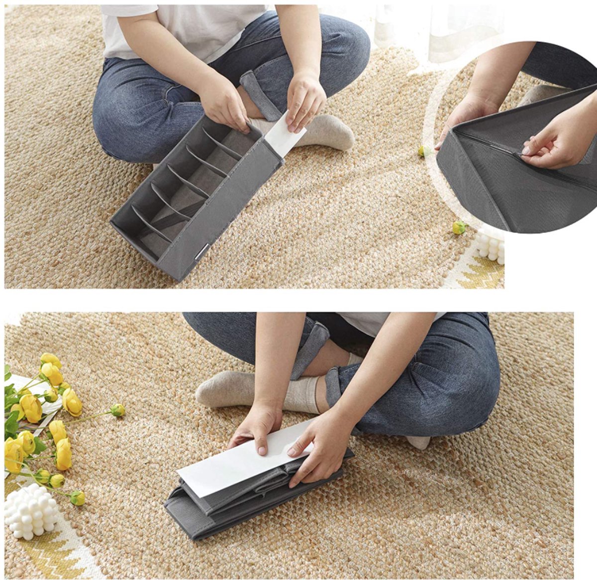 Drawer Organizer Set of 4 Sturdy Drawer Organizer to sort Your bedroom, Wardrobe and Drawer - Tidy Up Your Space with our Collapsible Clothes Organizer for Shirts, Ties, Socks, Bras, Underwear