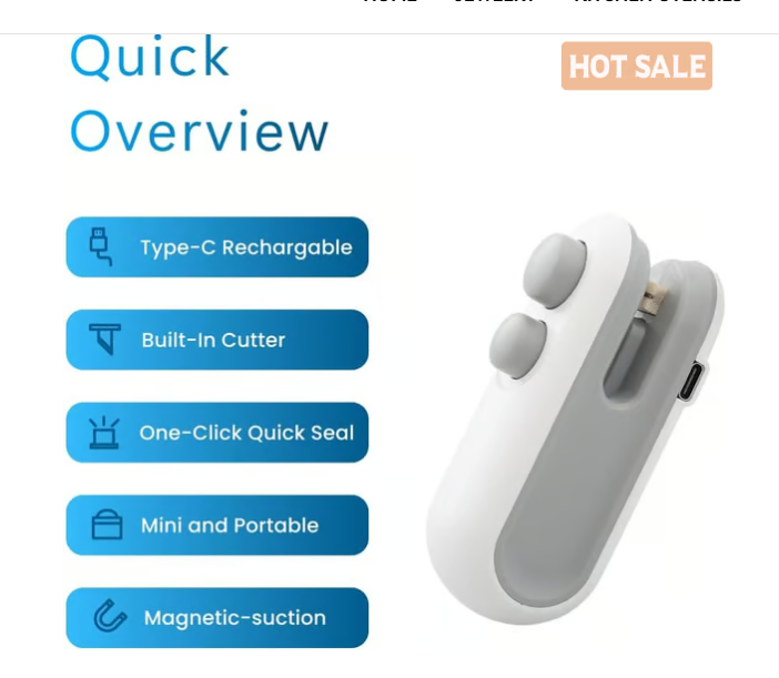 KUBOZN®  2-in-1 Mini Bag Sealer & Cutter | USB Rechargeable Heat Sealer